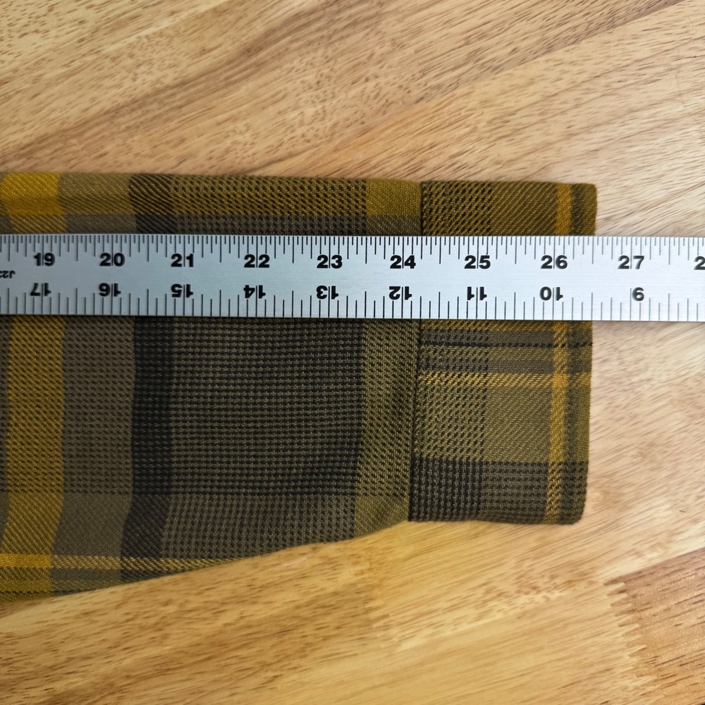 LL Bean Todd Snyder Mens Large Yellow Plaid Elbow Patch Button Up Flannel Shirt - Picture 8 of 9